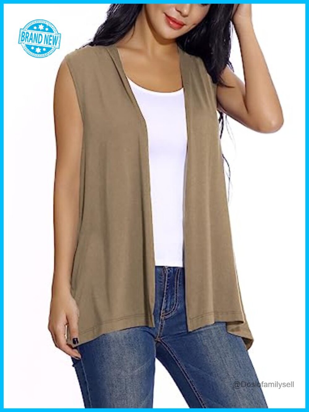 Sleeveless Open Front Cardigan Vest Lightweight Loose Layering Piece